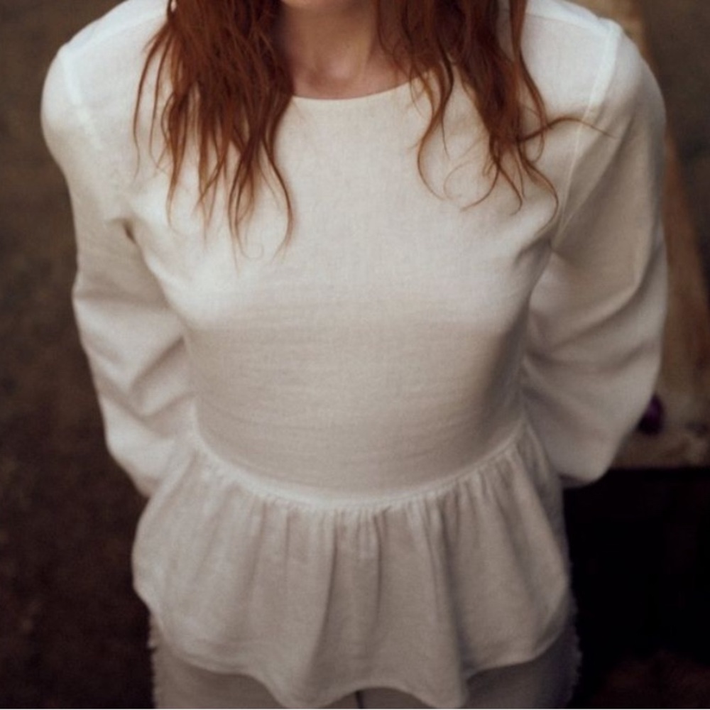 Zara linen blend peplum top